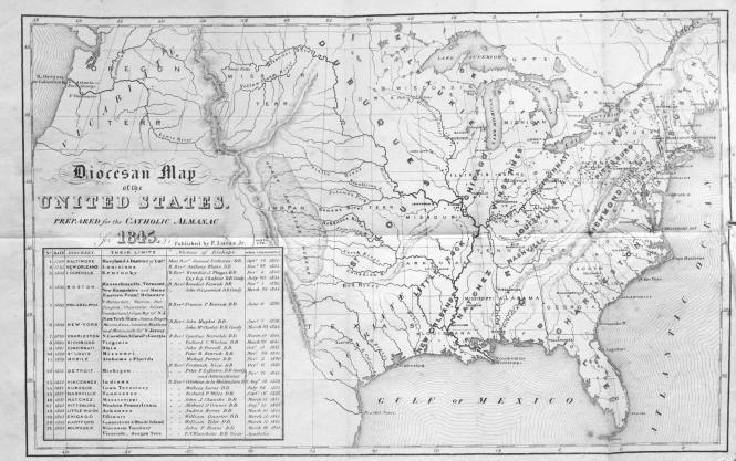 "Diocesan Map of the United States. Prepared for the Catholic Almanac for 1845."