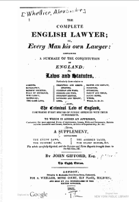 Title page of a copy of Gifford's English Lawyer from 1823, five years earlier than Loyola's original copy.